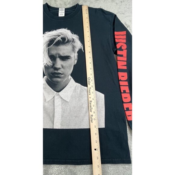 Justin Bieber Purpose Tour Shirt Mens Medium Black Long Sleeve AOP Concert Tee - Picture 7 of 12